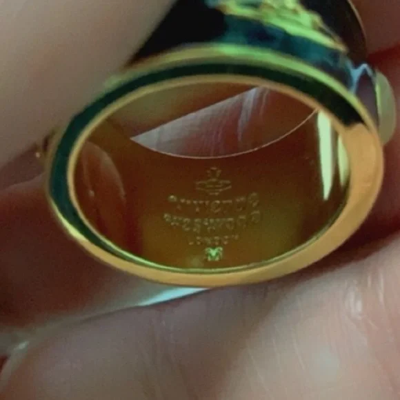 Vivienne Westwood gold and black enamel logo Ring - Picture 2 of 9